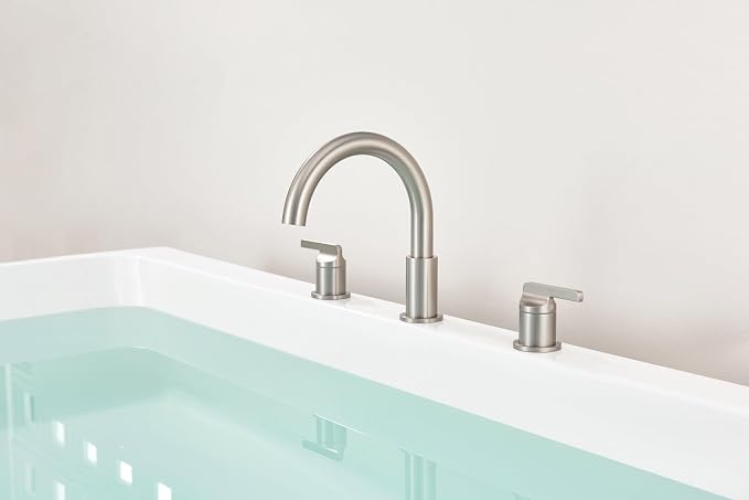SITGES Brushed Nickel High-Arc Bathtub Faucet, Solid Brass, 2-Handle Deck Mount - Image 2