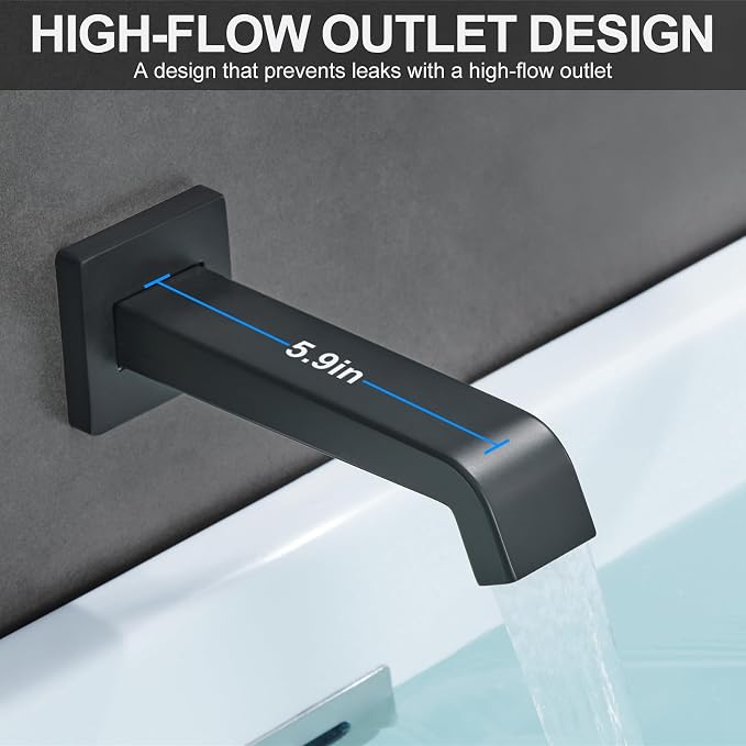 Bathtub Shower Faucet Set with Pressure Balance Valve, Matte Black - Image 3