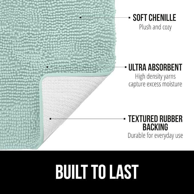 GORILLA GRIP Bath Rug Mat 30x20, Soft Absorbent Chenille, Quick Dry Microfiber - Image 3