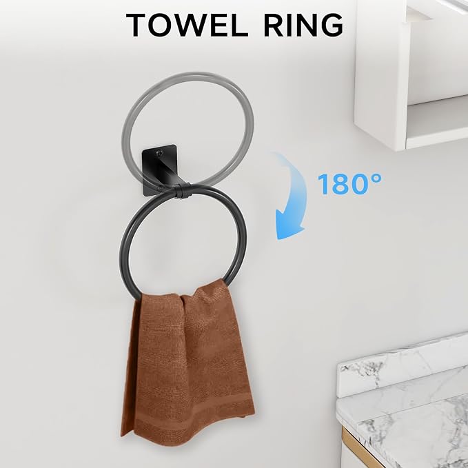 Matte Black Bathroom Accessories Set, 4 Pieces Bathroom Hardware Set, 16 inch - Image 3