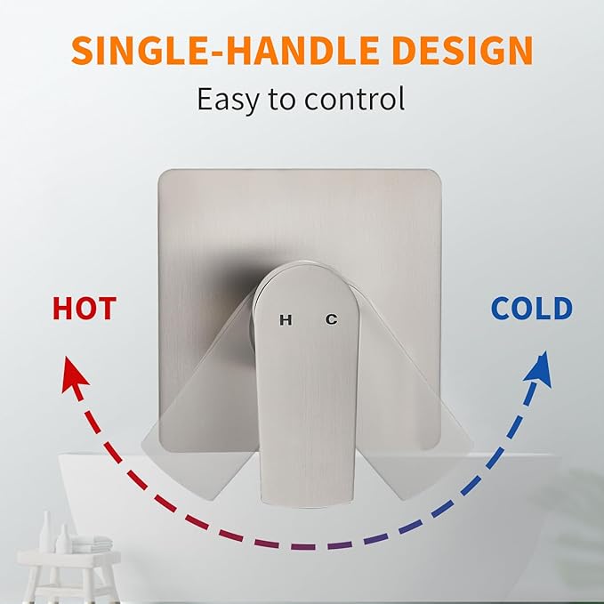Brushed Nickel Shower Faucet Single Function Trim Kit - Image 5