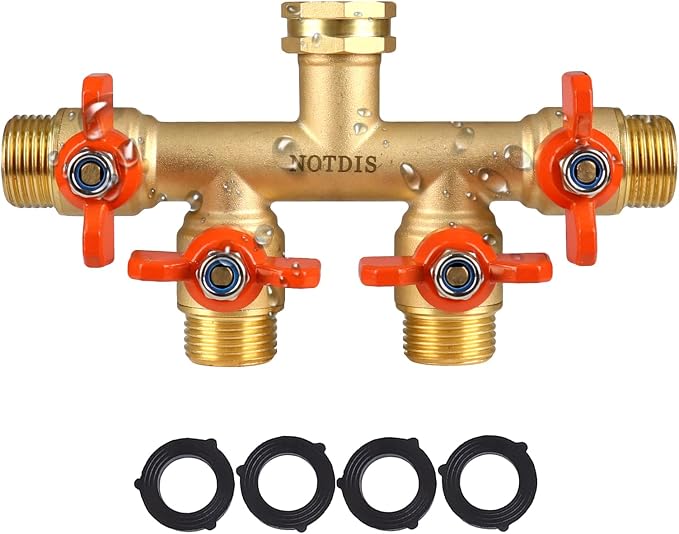 4 Way Brass Hose Splitter Full Flow by Shopnow