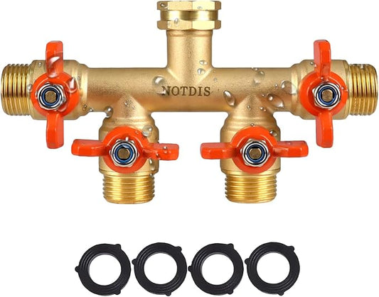 4 Way Brass Hose Splitter Full Flow by Shopnow