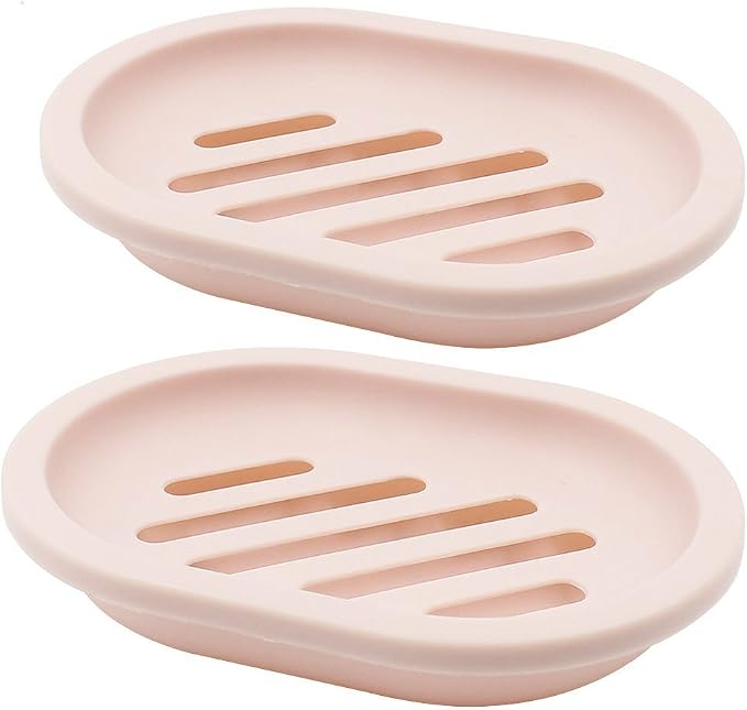 TOPSKY 2-Pack Soap Dish with Drain, Soap Holder, Soap Saver, Easy Cleaning by HomeandKitchenNO1