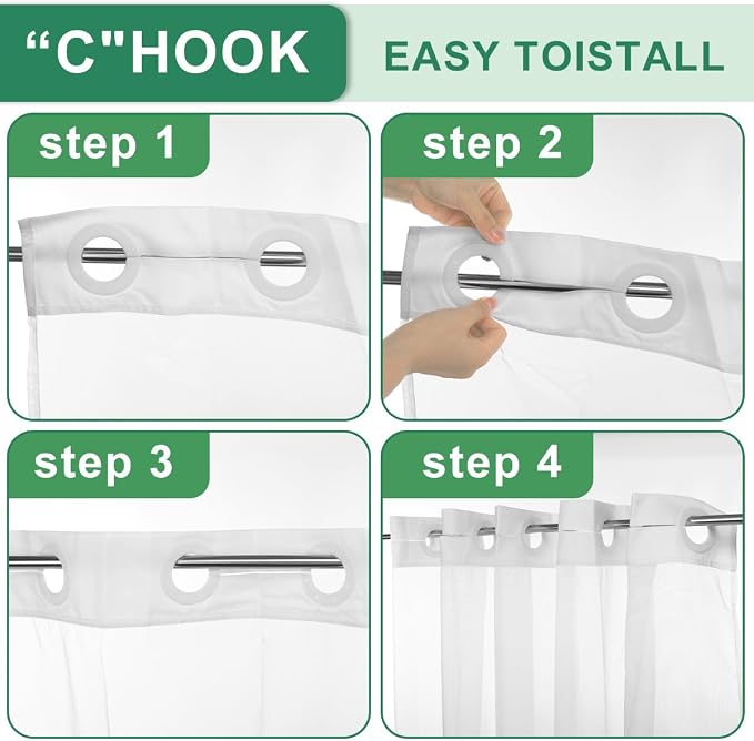 No Hook Shower Curtain Set - Image 6