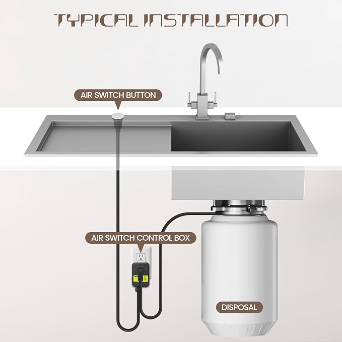 Garbage Disposal Air Switch Kit Sink Top Waste Disposal Stainless Steel White - Image 6