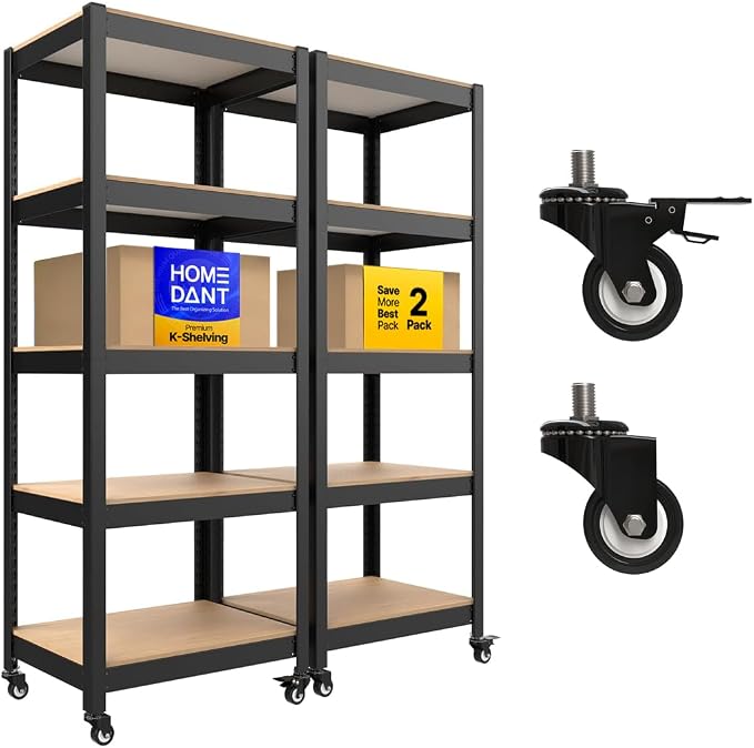 HOMEDANT House 5-Tier Metal Rolling Cart Shelf Rack Casters Heavy Duty by TheBestOrganizingSolution