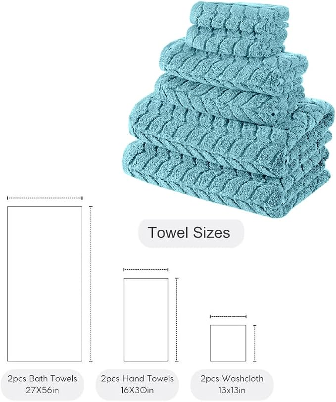 Turkish Cotton Ultra-Soft Plush Absorbent Quick Dry Bathroom Towel Set - Image 5