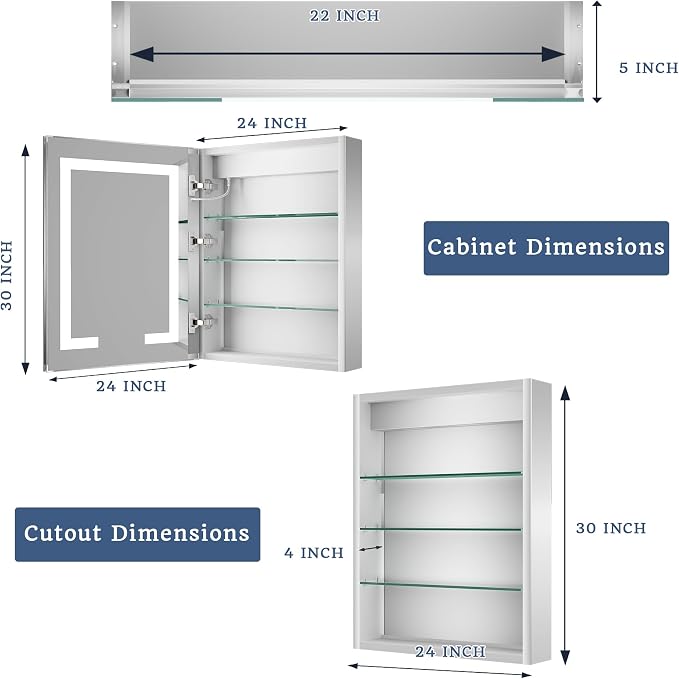 ExBrite LED Lighted Bathroom Medicine Cabinet - Image 2