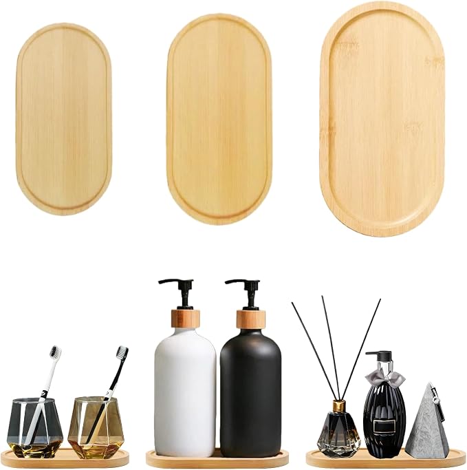 3PCS Bamboo Bathroom Trays by Unknown