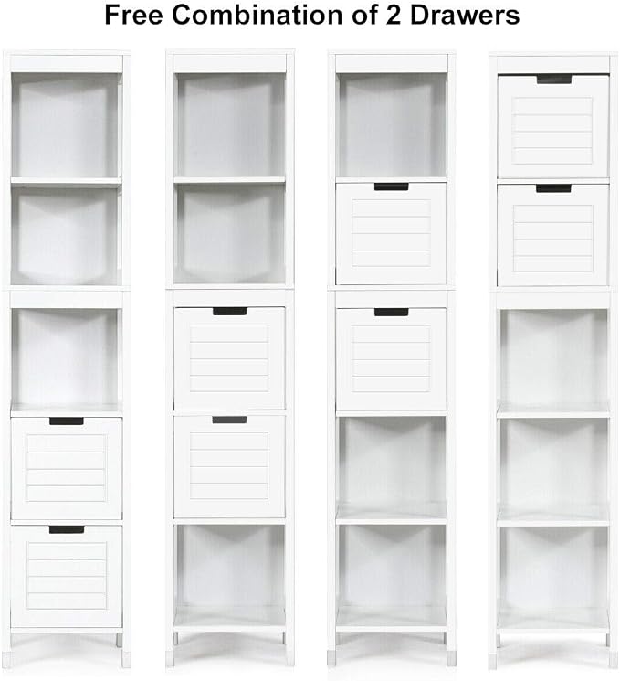 Tangkula Tall Bathroom Storage Cabinet, Freestanding 57" H Tall Slim Bathroom - Image 8