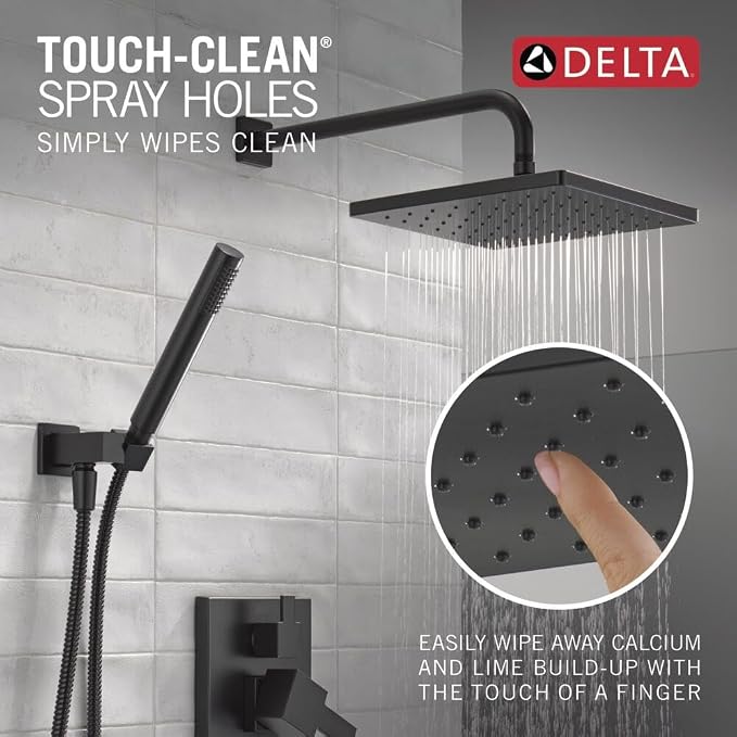 Delta Modern 14 Series Square Rain Shower System Faucet Set, Rainfall Matte - Image 5
