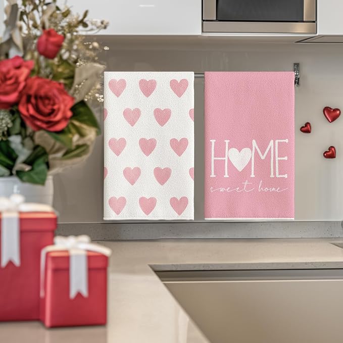 Artoid Mode Pink Heart Love Valentine's Kitchen Towels Dish Towels, 18x26 Inch - Image 4