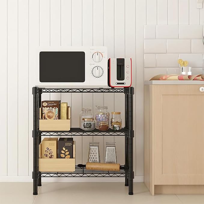 3 Tier Storage Racks Shelving, Heavy Steel Pantry Shelves, Adjustable Wire - Image 2