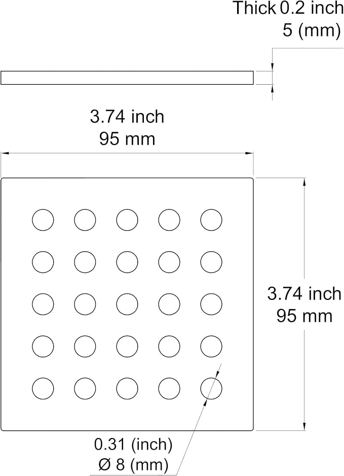3.75 Inch Square Shower Drain Cover 95MM Floor Drain Grate - Image 3