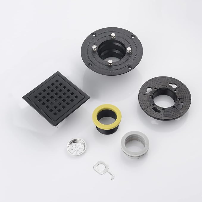 4" Matte Black Shower Floor Drain Square - Image 5
