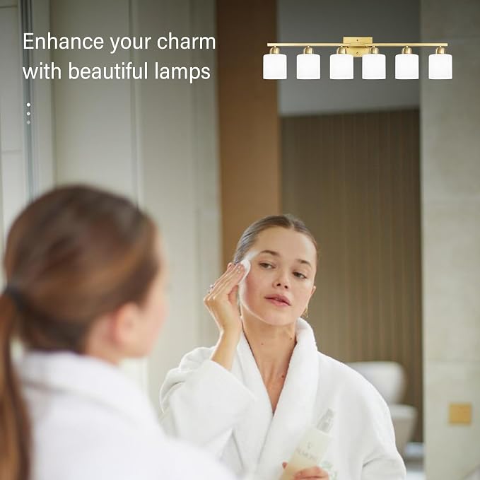6 Light Gold Bathroom Vanity Light - Image 6