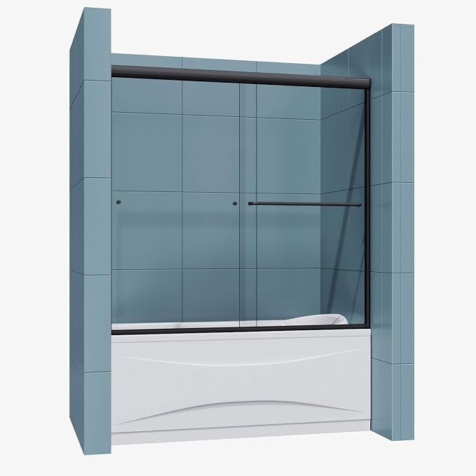 SUNNY SHOWER Bathtub Shower Door Glass Sliding Tub Door Semi-Frameless 1/4" - Image 9