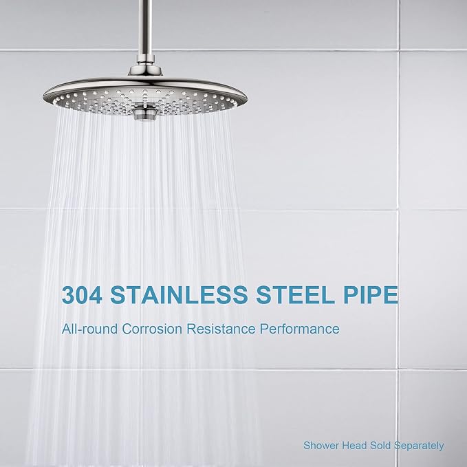 OFFO Shower Arm with Flange, 3 in Brushed Nickel Ceiling Mount Replacement Rain - Image 3