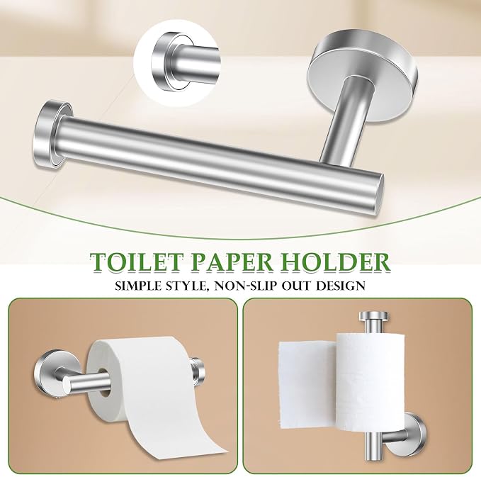 5-Piece Towel Bar Set Brushed Nickel Bathroom Hardware Set Include Towel Bar - Image 4