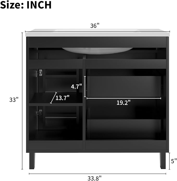 Bathroom Vanity with Sink Combo, 2 Drawers and Drain - Image 4