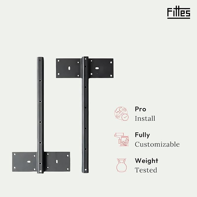Fittes Heavy Duty Steel Floating T Shelf Bracket Mount 12 Inch 2 Pack, Holds up - Image 2