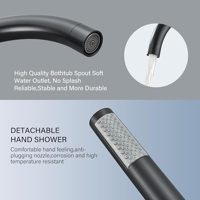 Freestanding Bathtub Faucet Matte Black Floor Mounted Tub Filler - Image 4