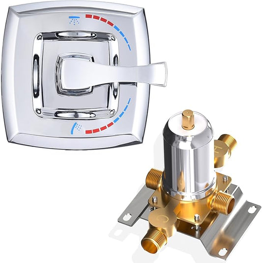 2 Way Shower Diverter Valve, All Metal Single-Handle Trim Kit Pressure Balance by FULAIWANG