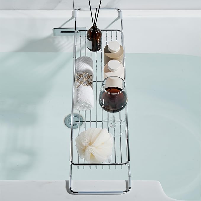 Stainless Steel Bathtub Caddy Tray, Expandable Bathtub Holder Table, Adjustable - Image 5