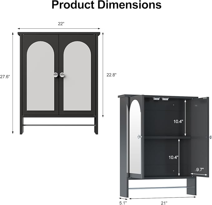 Bathroom Medicine Cabinet Mirror, Arched Bathroom Cabinet - Image 2