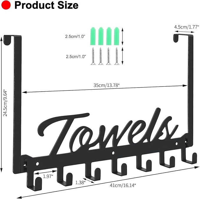 2 Pack Over The Door Hooks, Towel Rack - Image 2