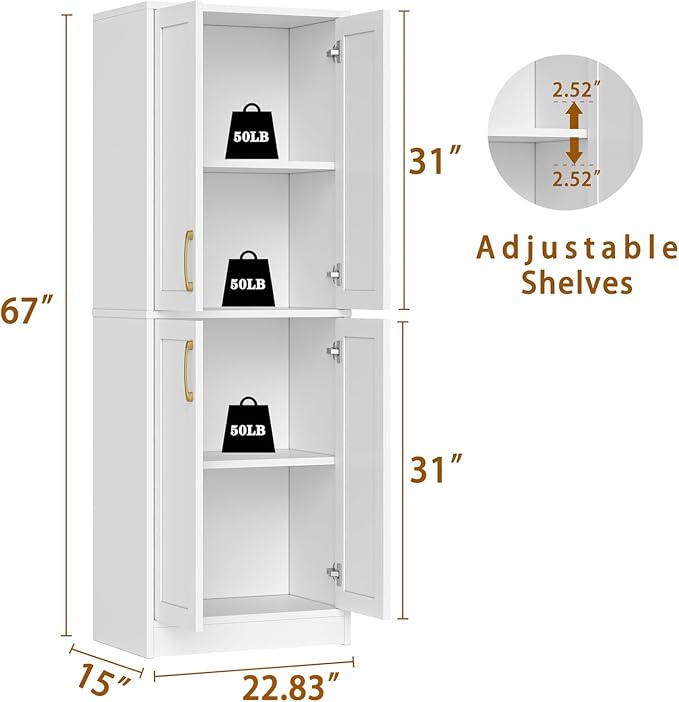 Tall Storage Cabinet, Kitchen Pantry - Image 2