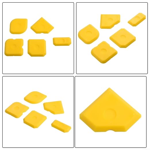 5pcs Portable Yellow Silicone Caulking Kit Multi Edge Sealant Applicator Tool - Image 5