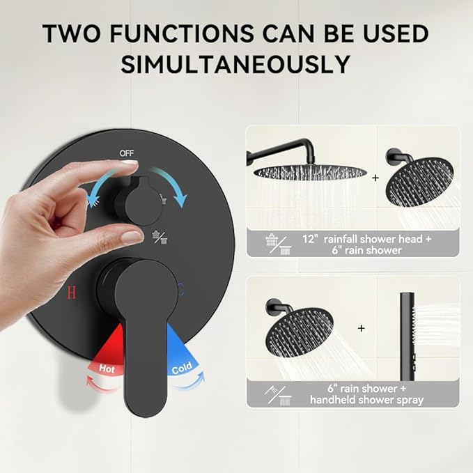 Shower Systems STARBATH 12+6" Round Dual Rainfall Shower Head - Image 2