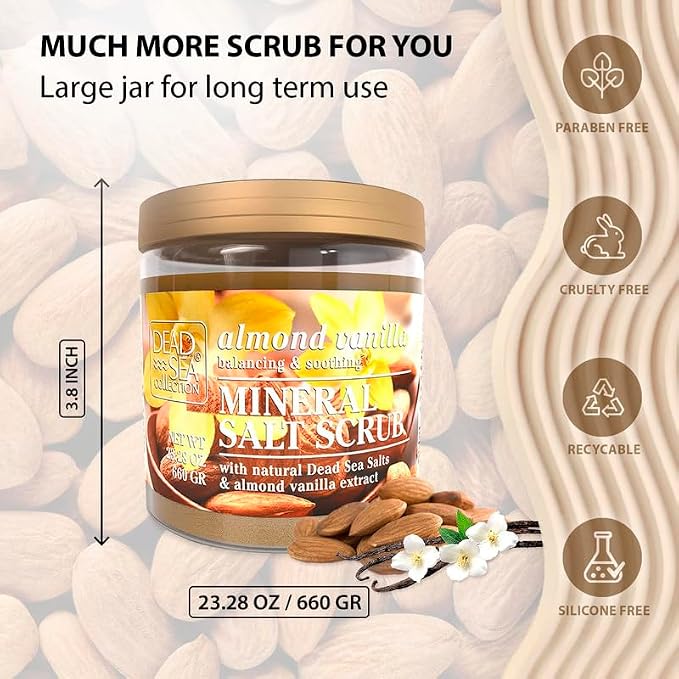 Dead Sea Collection Almond Vanilla Salt Scrub – Exfoliating Body Scrub - Image 6