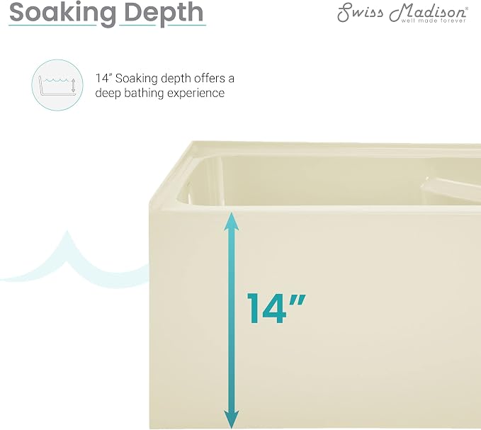 Voltaire 54" X 30" Left-Hand Drain Alcove Bathtub - Image 7