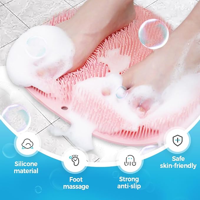 Silicone Shower Foot Scrubber Mat, 2025 Upgrade Shower Mat Slip Suction Cups - Image 3