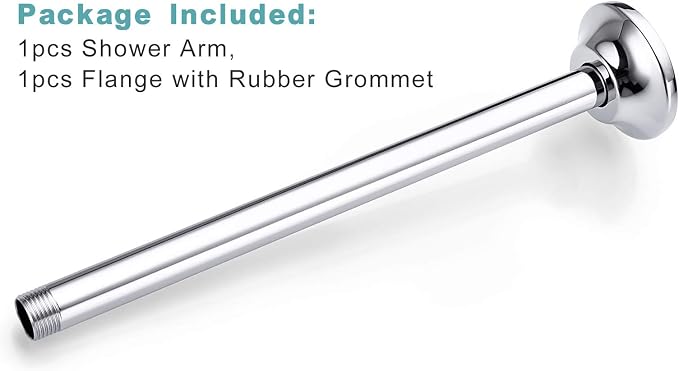 BESTILL 12 Inch Ceiling Mount Rain Shower Head Arm and Flange - Image 7