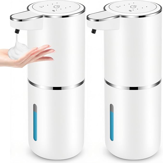2 Pack Automatic Soap Dispensers, 12.8oz/380ml USB Touchless Automatic Foaming by VZZNN