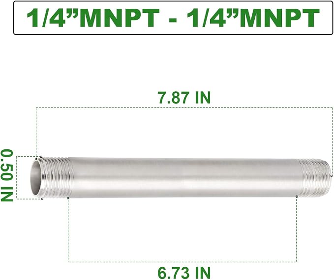 TAISHER 4PCS Stainless Steel Pipe Fittings, 1/4" NPT x 1/4" NPT Male Threaded - Image 2
