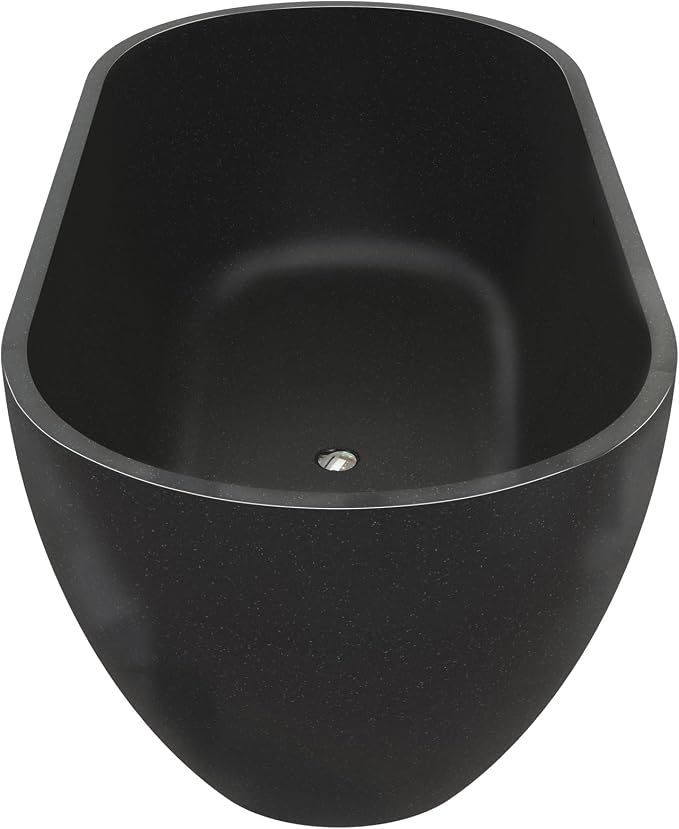 Stone Resin Freestanding Bathtub 63", Terrazzo Bathtub Soaking Tub, Solid - Image 9