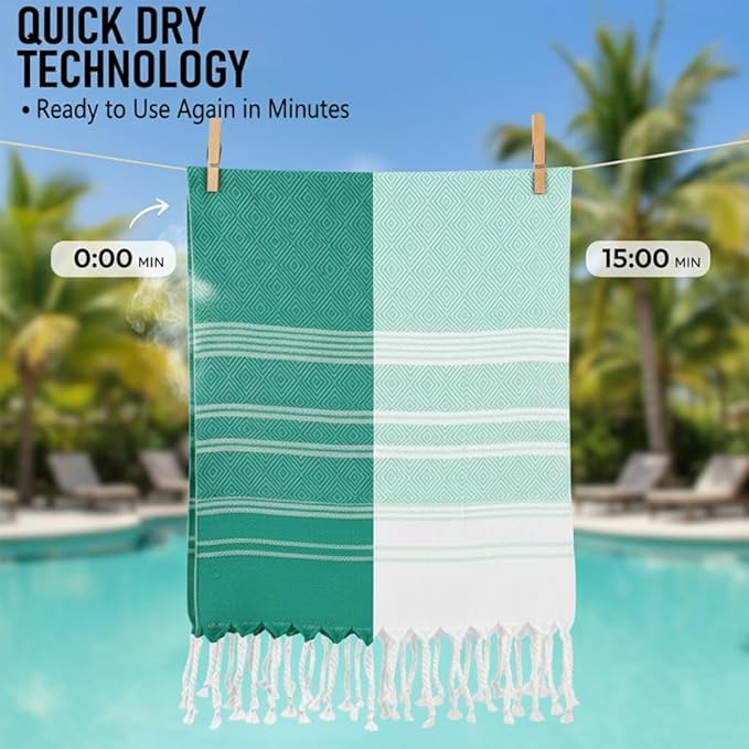 4 Pack Cotton Turkish Beach Towel Lightweight Thin Travel Vacation Essentials - Image 6
