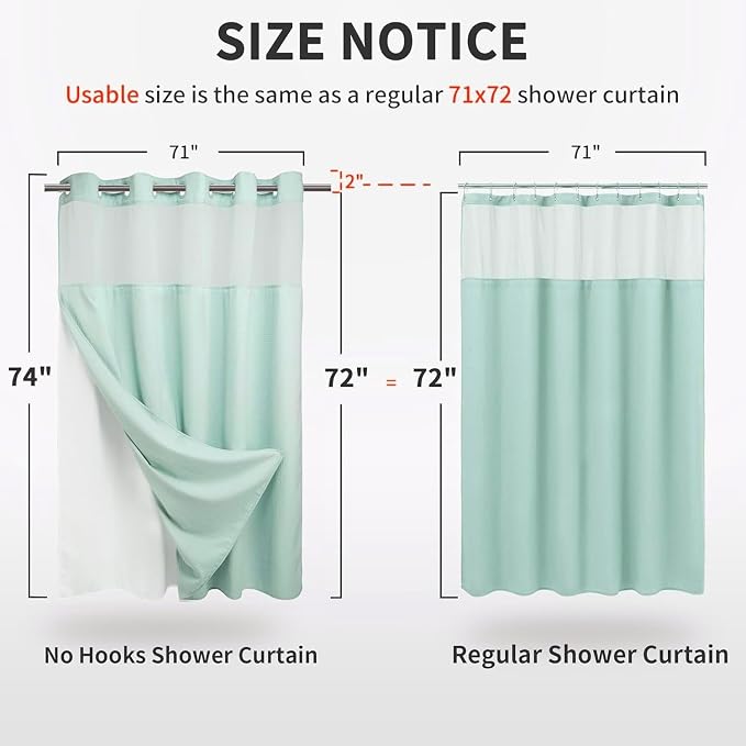 River Dream Heavyweight No Hooks Required Dotted Waffle Weave Shower Curtain - - Image 5