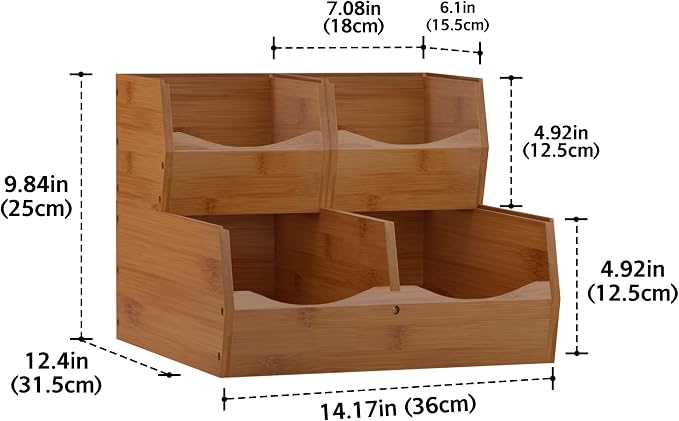 3 Set Bamboo Pantry Organizers and Storage, Open Front Vegetable Fruit - Image 5
