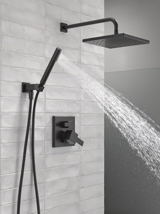Delta Modern 14 Series Square Rain Shower System Faucet Set, Rainfall Matte - Image 8