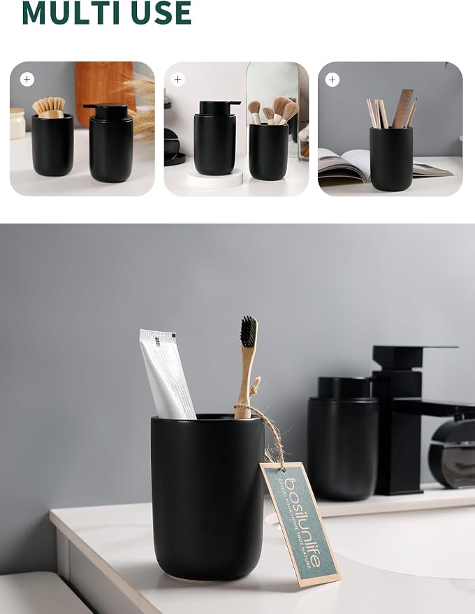 Bosilunlife Soap Dispenser and Toothbrush Holder Set - Image 4