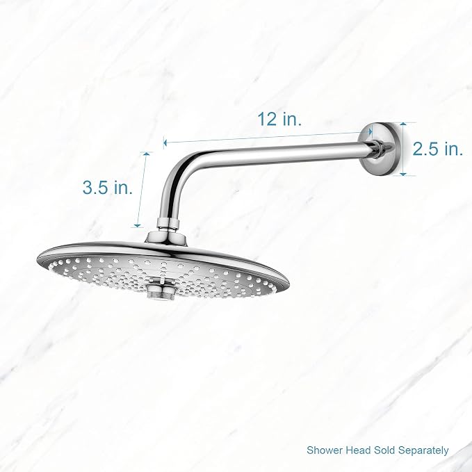 OFFO Shower Arm with Flange, 12 in Wall Mount Replacement Angle Shower Head Arm - Image 5