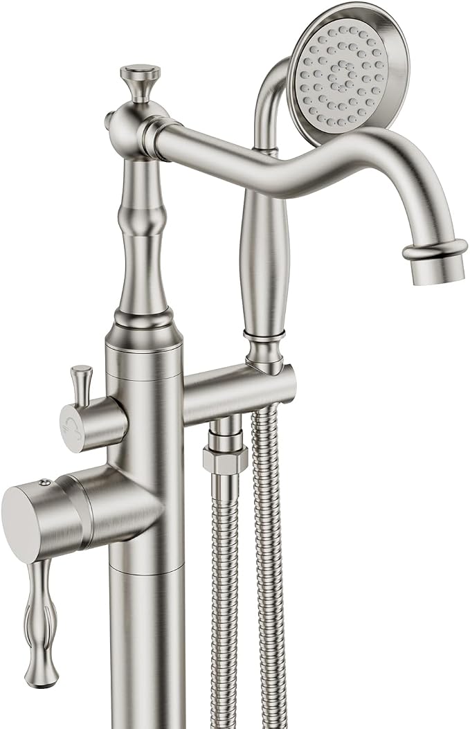 Brushed Nickel Bathtub Faucet Freestanding Tub Filler High Pressure Single by Kroias