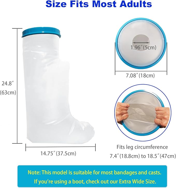 Waterproof Leg Cast Cover for Showering, Reusable Adult Short Leg Cast Protector - Image 5