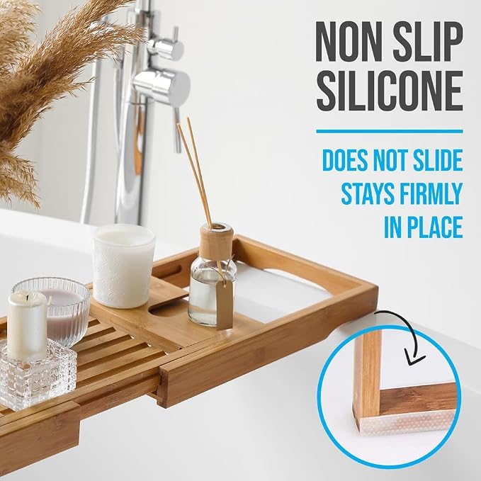 SereneLife Bamboo Bathtub Caddy - Image 5